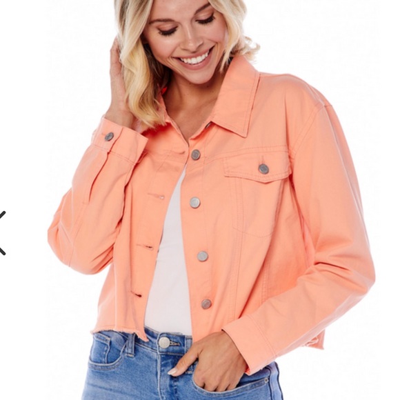 Mud Pie Jackets & Blazers - Mud Pie Preston Jacket, Peach, Size L, 100% Cotton